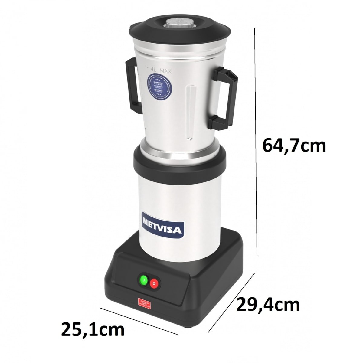 Liquidificador 4L Comercial Industrial Baixa Rotacao Metvisa